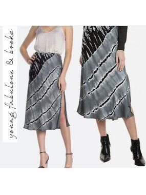 Young Fabulous & Broke Silky Skirt Medium NWT boho Midi Quiet Luxury Office Chic